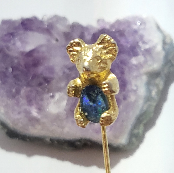 Vintage flower stick pin + bear stick pin - Picture 7 of 10